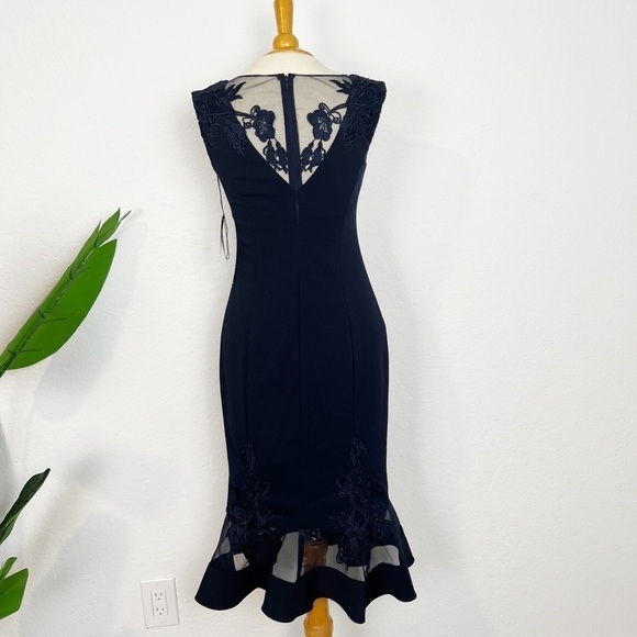 Aidan Mattox Scuba-Crepe Illusion Dress - Picture 3 of 8